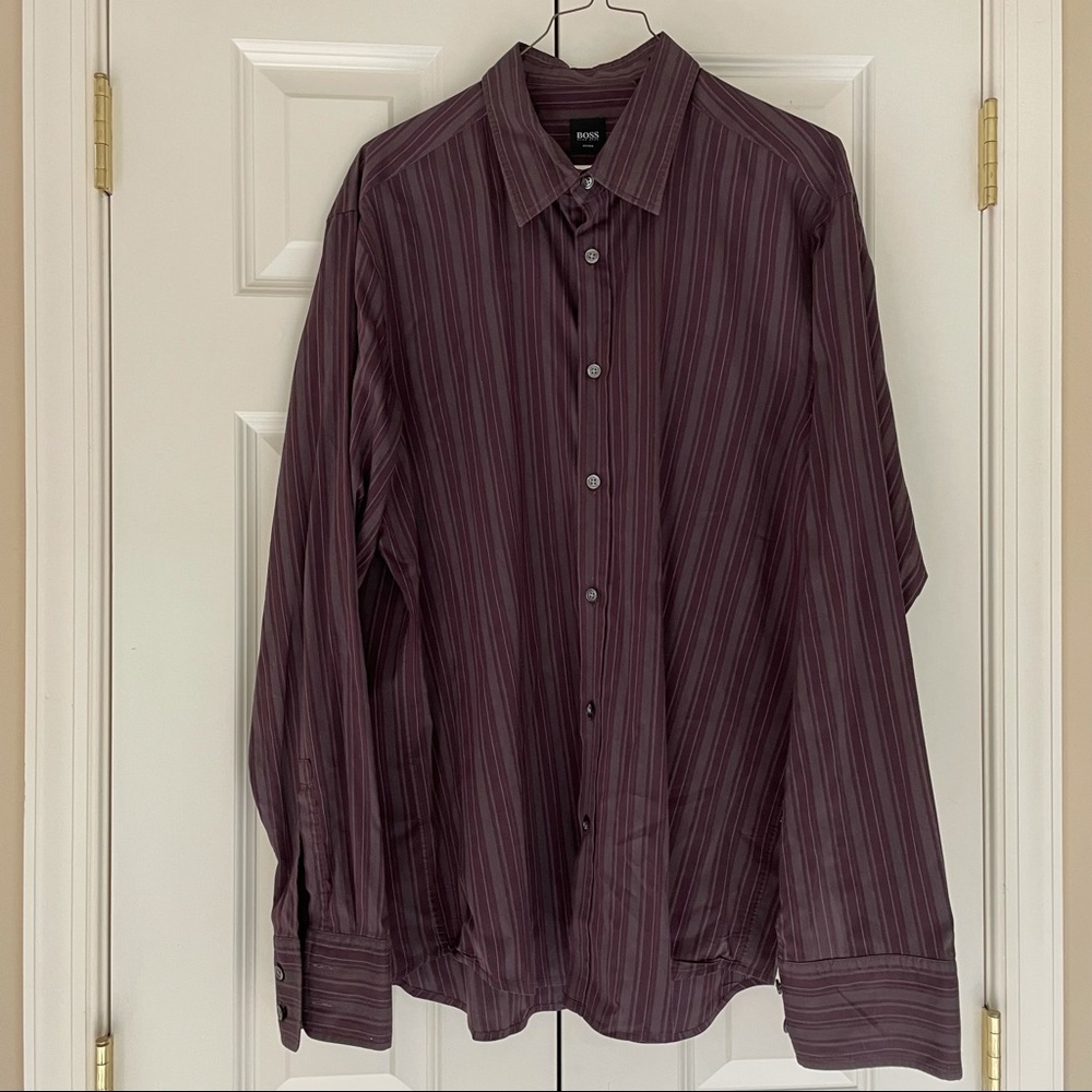 Hugo Boss Purple Stripe Button Down